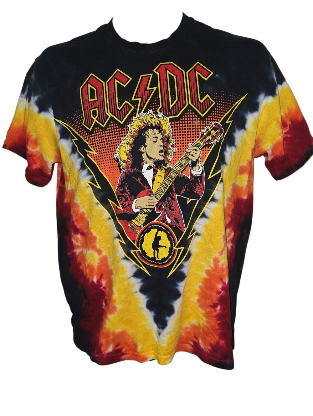 Liquid Blue AC/DC  Angus Lightning Tie-Dye T-Shirt Adult Medium Tee